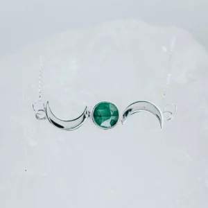 Emerald double moon necklace